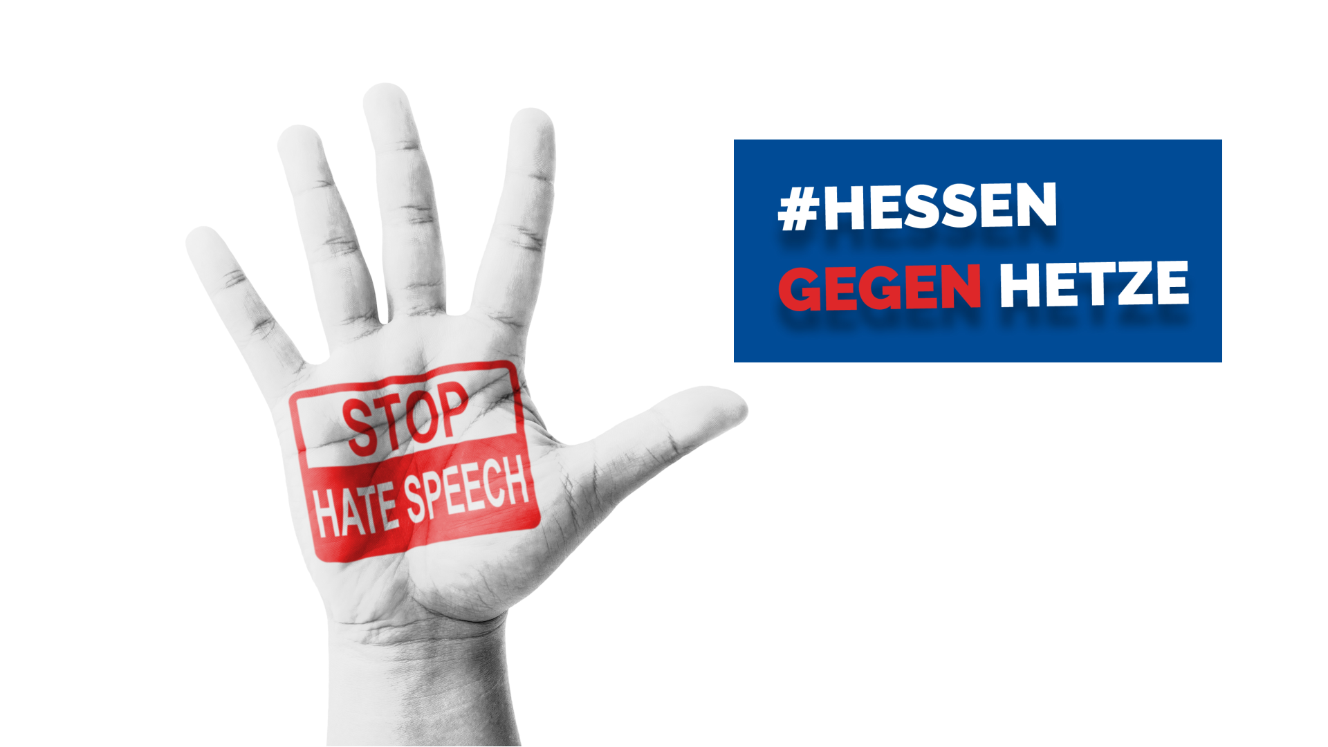 Stilisierte Darstellung eines Slogans gegen rechtspolitisch motivierte Diffamierung.