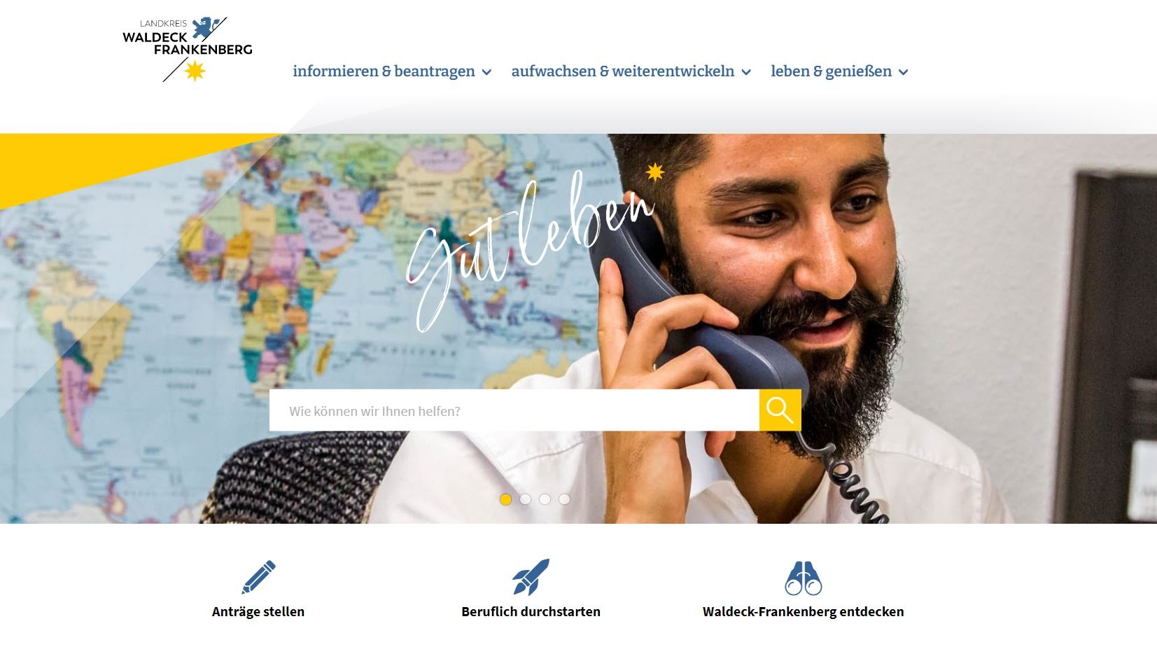 Auschnitt der Webseite der Kommune Waldeck-Frankenberg.