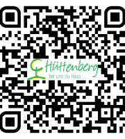 QR-Code; mittig eine Schriftgrafik.