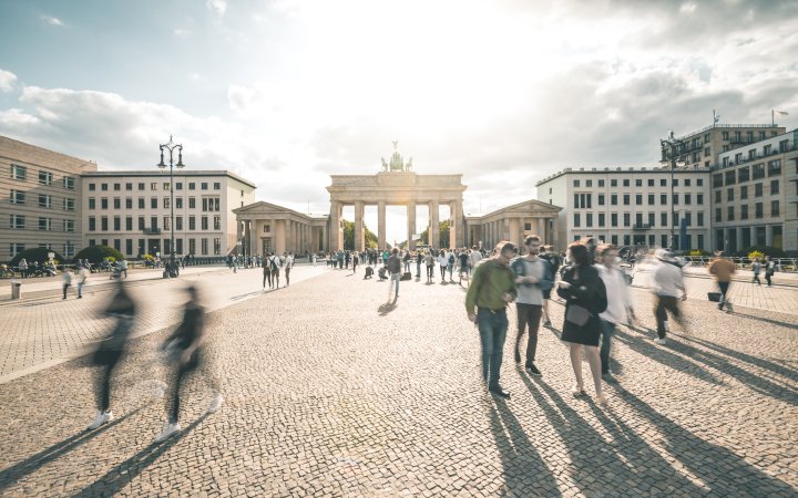 Busy Brandenburg Gate Plaza - Berlin