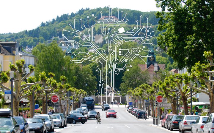 Ausschnitt von Bad Nauheim inklusive einer hinzugefügten digitalen Baumgrafik.